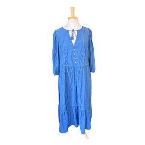Old Navy maxi swing dress blue chambray embroidered all day dress size 2X